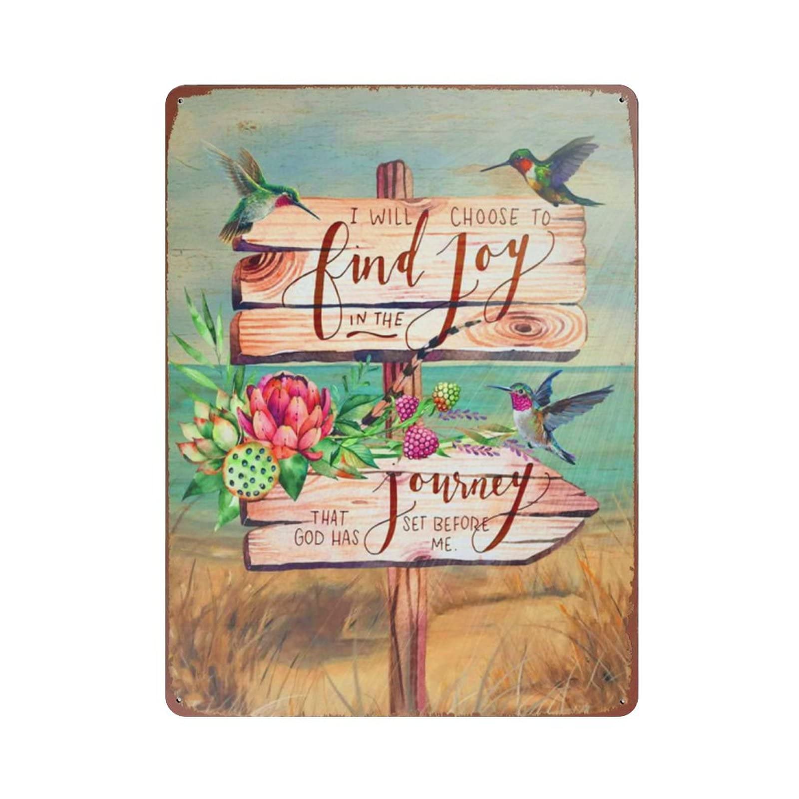 AOOEDM Bird I Will Choose to Find Joy in The Journey Vintage Metal Tin Sign for Home Coffee Shop Office Wall Art Metal Poster Garage Decor Man Cave Sign Inspirational Quote Wall Decor