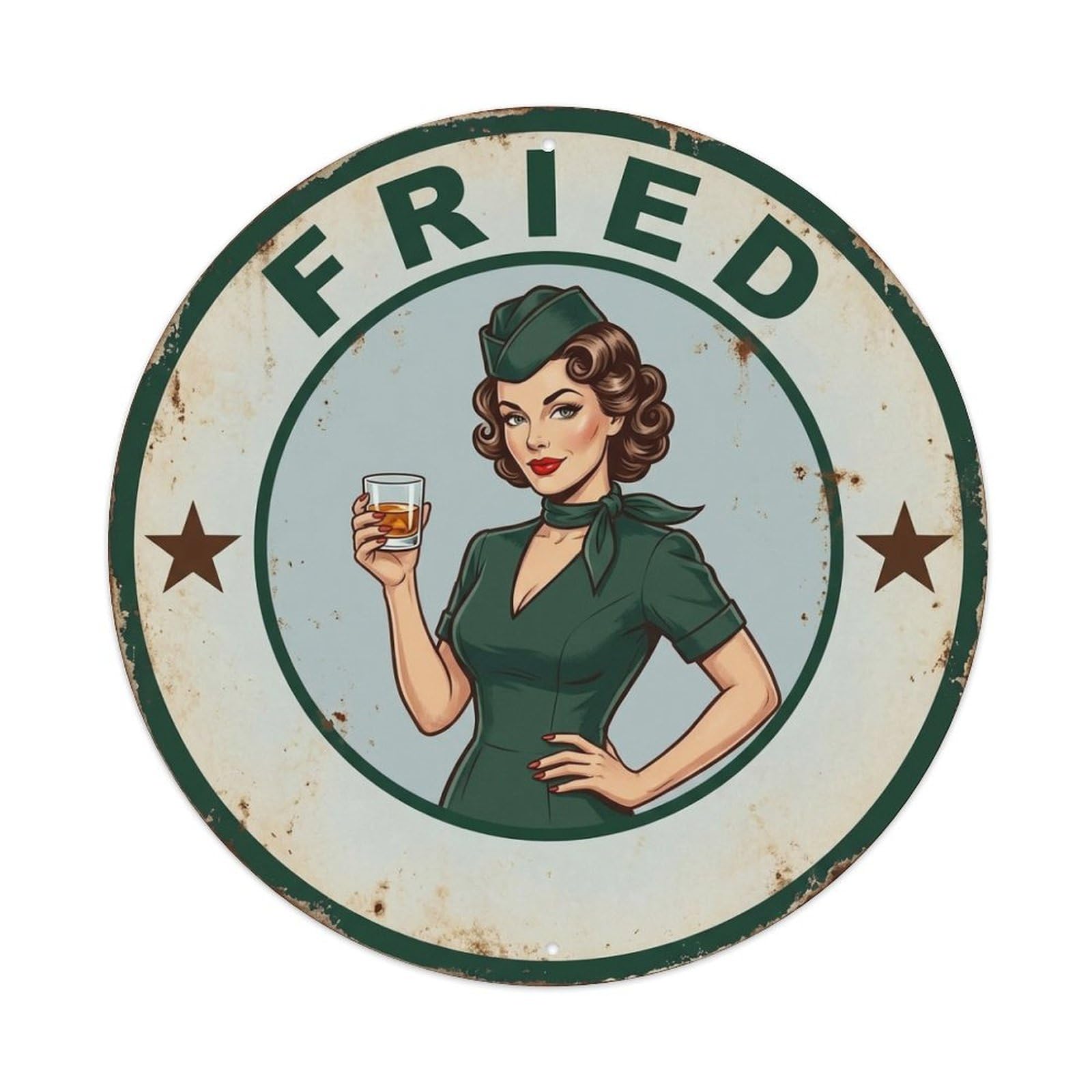Fried Wine Saying Flight Attendant Metal Tin Sign