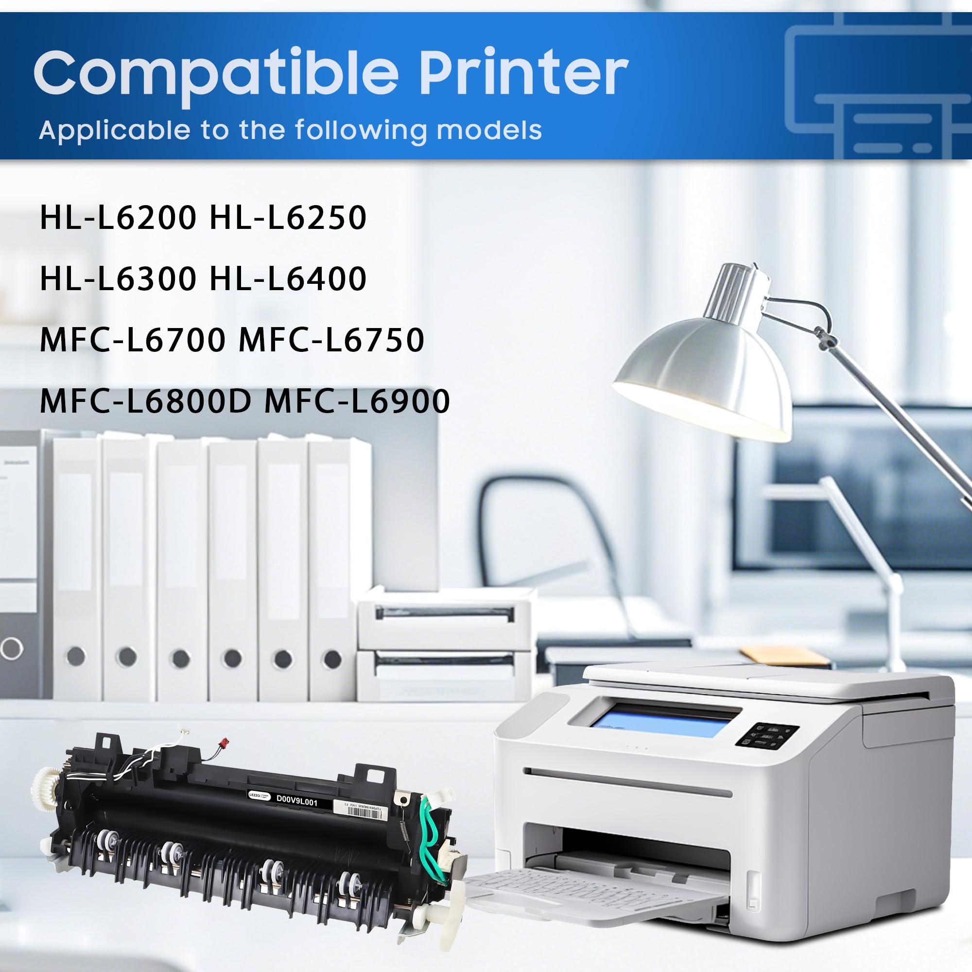 D00V9L001 D008AK001 D01SE6001 Fuser Unit 1-Pack Replacement for Brother D00V9L001 Fuser Unit for HL-L6200 HL-L6250 HL-L6300 HL-L6400 MFC-L6700 MFC-L6750 Printer (110V, 200,000 Pages)