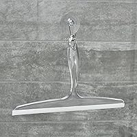 Vista 2 de iDesign - Escobilla de baño de plástico para vidrio con soporte de gancho de succión, 12 pulgadas, transparente