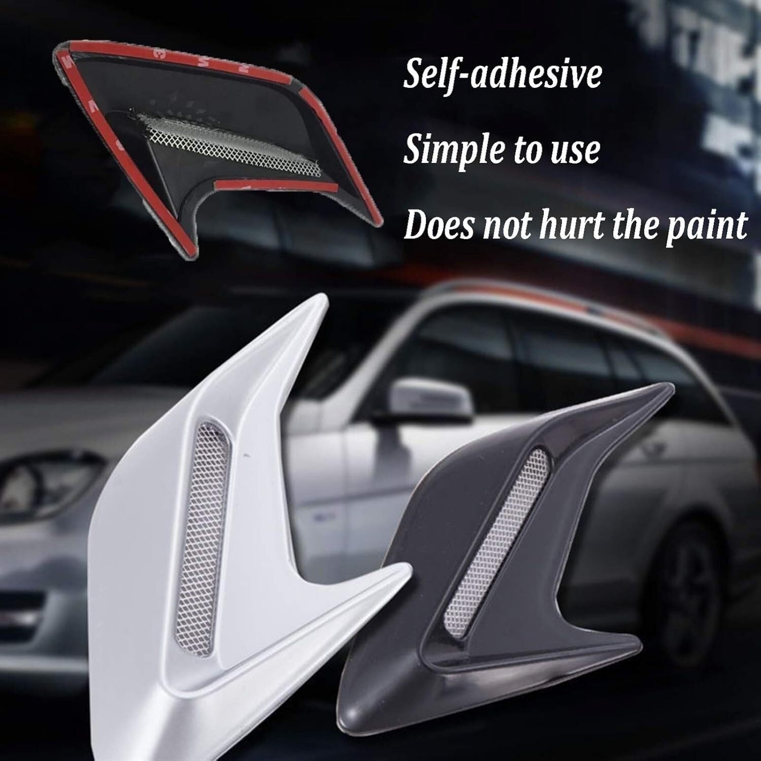 Automotive Accessories Car Air Intakes 2 Pcs Hood Scoops Vents Hood Scoop Bonnet Cover Hood(Silver)
