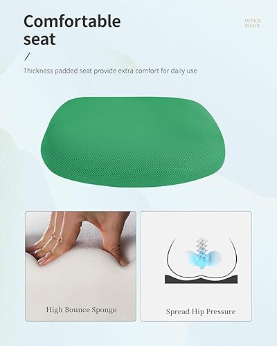 Miniatura 6 de Silla de oficina en casa, respaldo medio, soporte lumbar giratorio de PC, ajustable, escritorio, computadora, ergonómica, cómoda, de malla, con