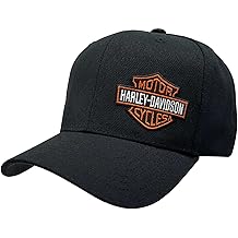 Men's Hat Embroidered Bar & Shield Curved Bill Baseball Cap - Black