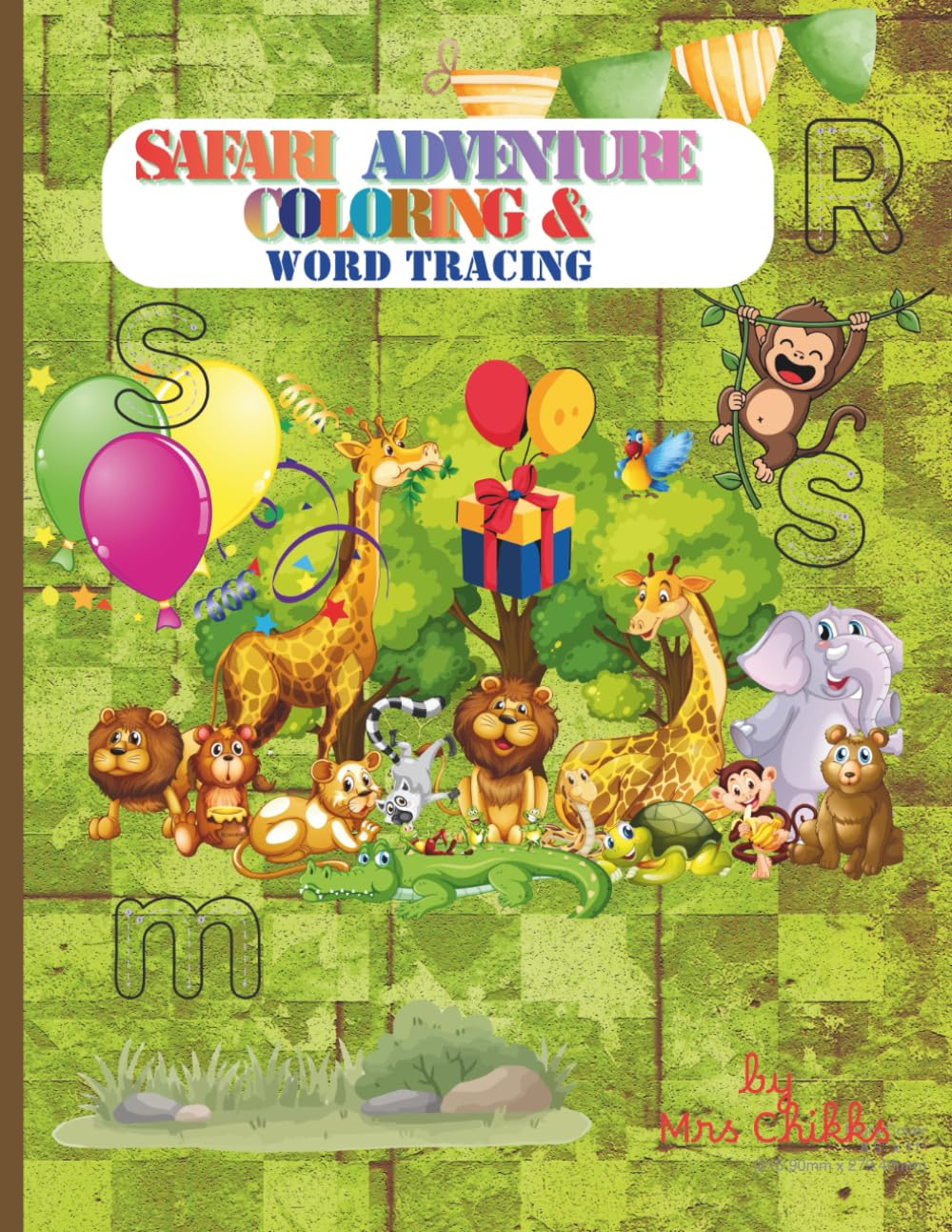 safari zoo animal coloring book and TRACING WORDS