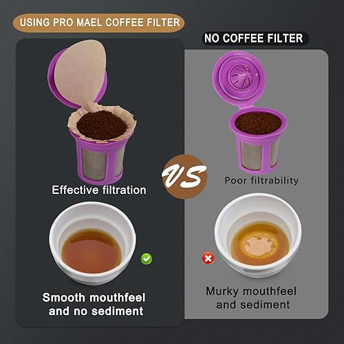 Miniatura 3 de Pro Mael Filtros de café desechables de papel con tapa para cafeteras Keurig, cápsulas de una sola porción 1.0 y 2.0 reutilizables, naturales (200