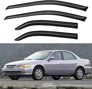 YQAUTEC Window Visors Rain Guards for 1998–2002 Honda Accord Sedan