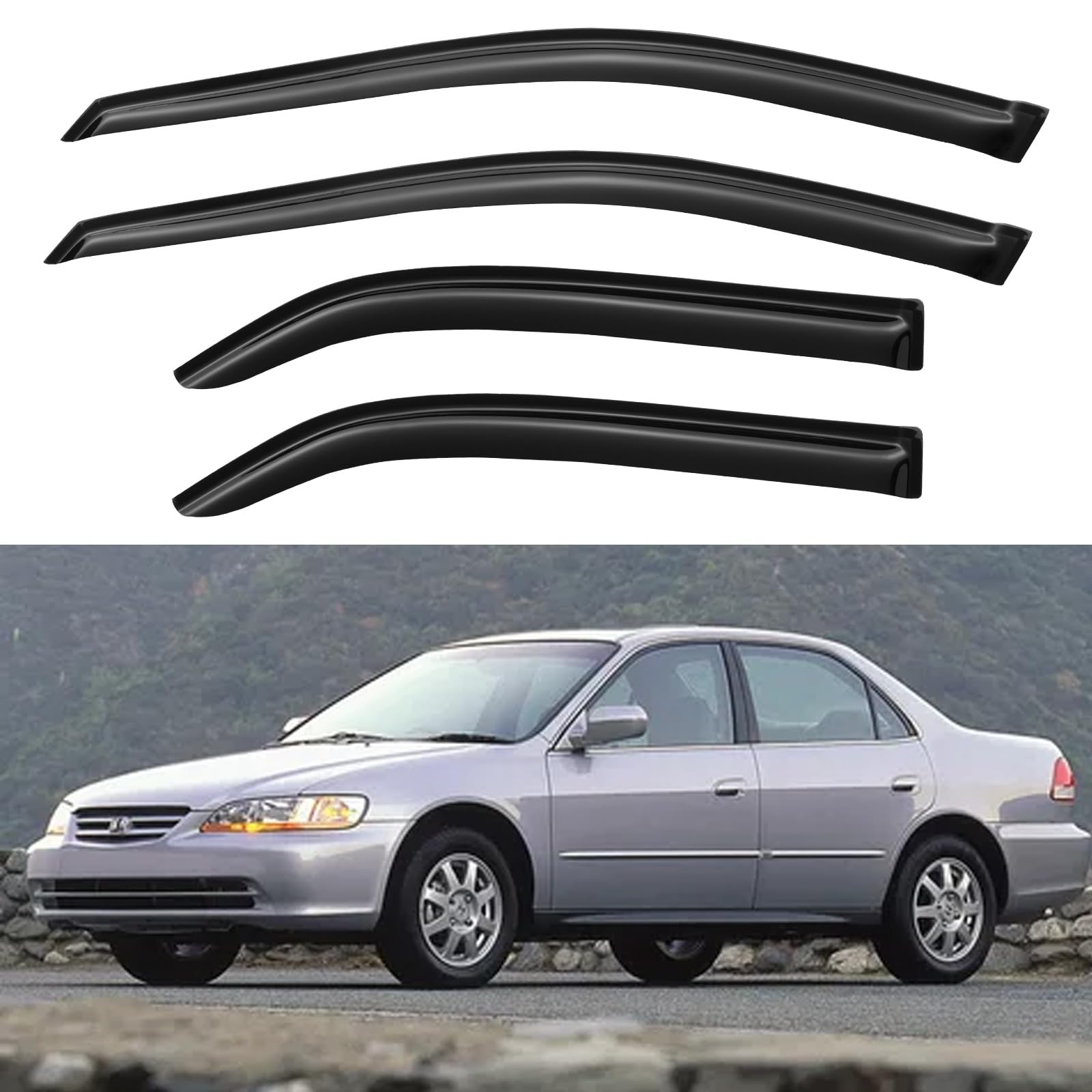 Window Visors Rain Guards for 1998 1999 2000 2001 2002 Honda Accord Sedan | Out-Channel Window Vent Wind Deflectors Visors Shades Protectors for 98 99 00 01 02 Honda Accord