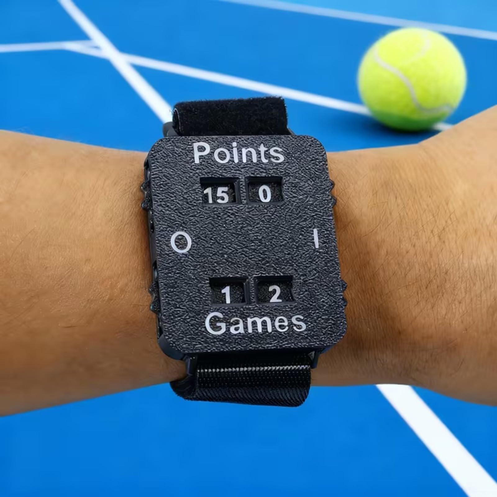 Bracelet réglable pour tennis et sport, compteur d'affichage, sangle en résine, 30x4,5x3 cm, noir