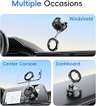 Support de voiture pour MagSafe Tous les Smartphones Rotation One-Tap pour les appels, N55 Aimants Stay Rock-Solid ABS Aimante Silicone Nano Gel Suction et 24 N55 Support de réglage 180/360 pour aimants Twist-Lock -Noir