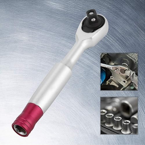 Miniatura 2 de AMONIDA Llave de trinquete profesional de cromo vanadio de 1/4 pulgadas, mango de goma, función de corte rápido