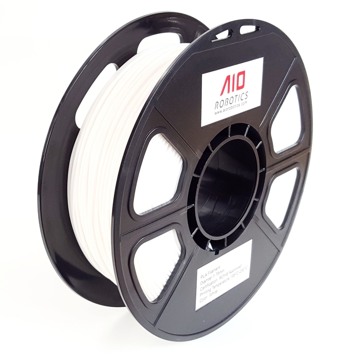 AIO Robotics AIOWHITE PLA 3D Printer Filament, 0.5 kg Spool, Dimensional Accuracy +/- 0.02 mm, 1.75 mm, White