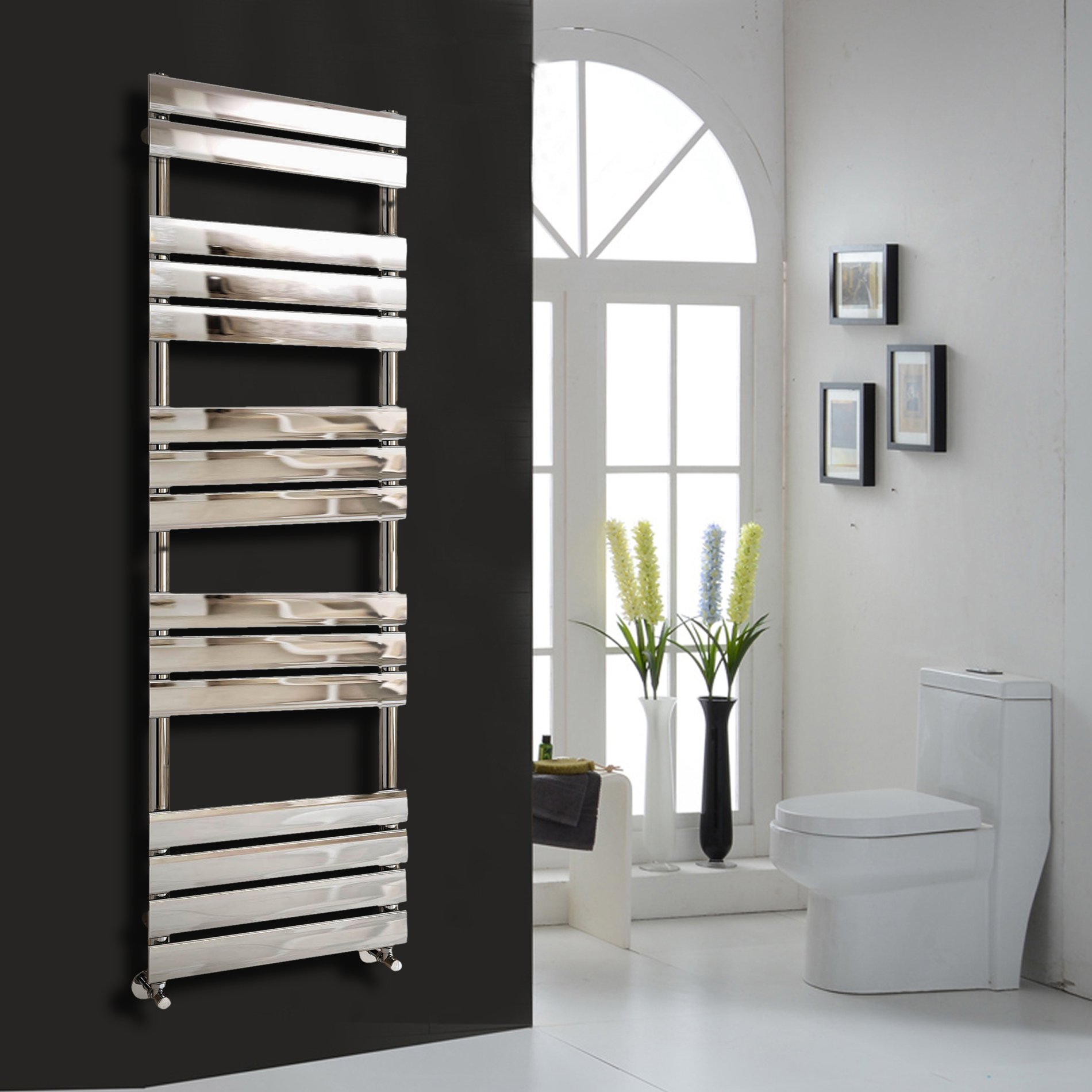 Nrg Contemporary Flat Panel Bathroom Heated Towel Rail Radiator Rad Warmer For Living Room And Kitchen - 1600 X 450 Chrome