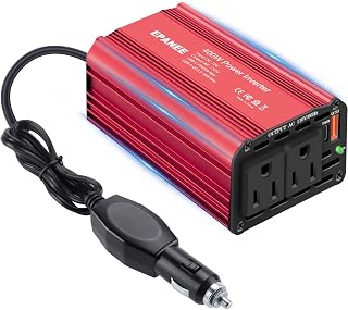 EPANEE 400W Car Power Inverter 12V DC to 110V AC with PD 65W USB-C, QC 18W USB-A, Dual Outlets for Camping Road Trips Laptops