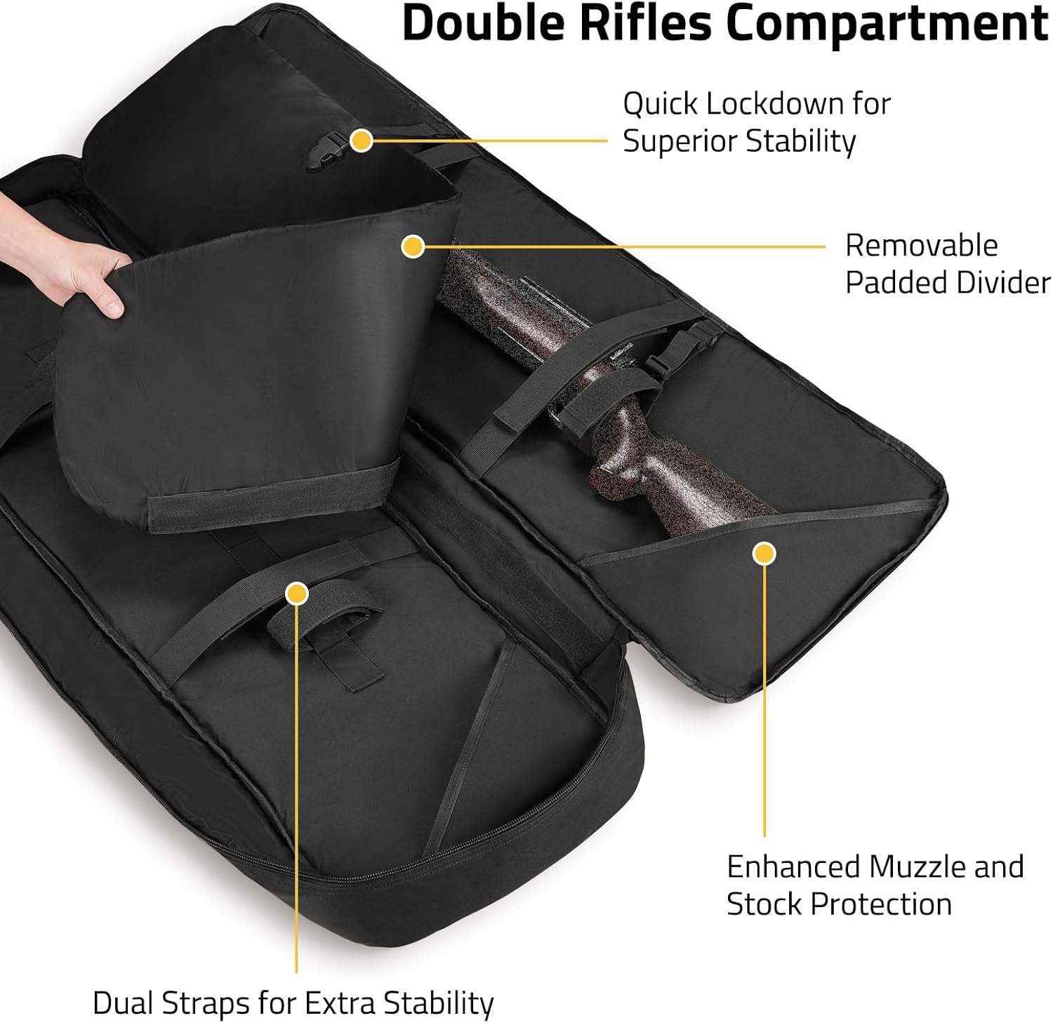 CVLIFE 36" 42" 46'' Soft Rifle Case Triple Layered Double Rifle Bag, Oversized Long Gun Bag with Lockable Zipper and Backpack Strap, Rifle Backpack Gun Case for Outdoor Hunting Shooting Range
