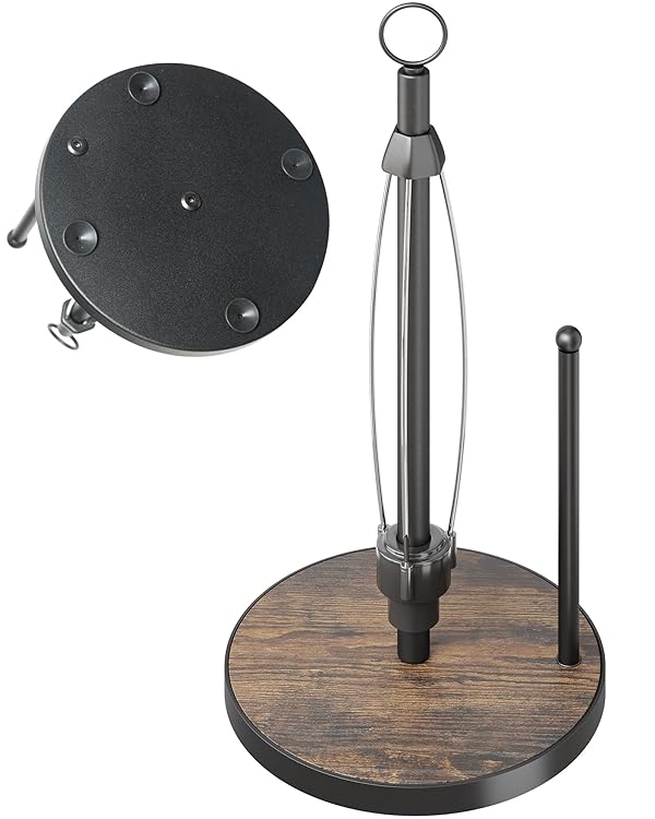 OROPY One-Hand Tear Paper Towel Holder Countertop, Farmhouse Wood Paper Towel Roll Holder with Ratchet Mechanism and Suction Cups fits Standard and Jumbo Size Paper Towels by OROPY - Used condition - US$13.74