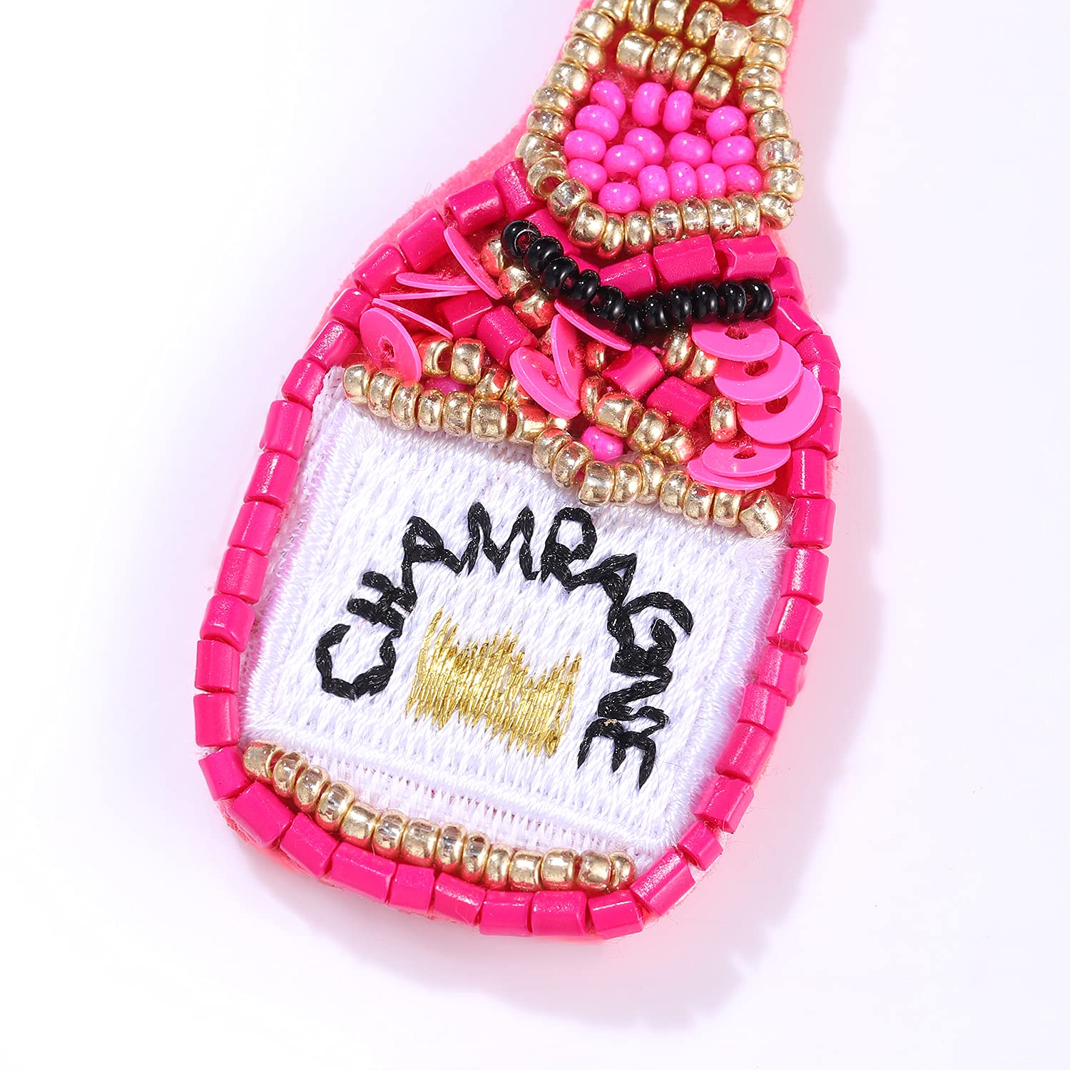 HZEYN Beaded Earrings Champagne Bottle Drop Dangle Earrings Handmade Champagne Earrings Fashion Jewelry