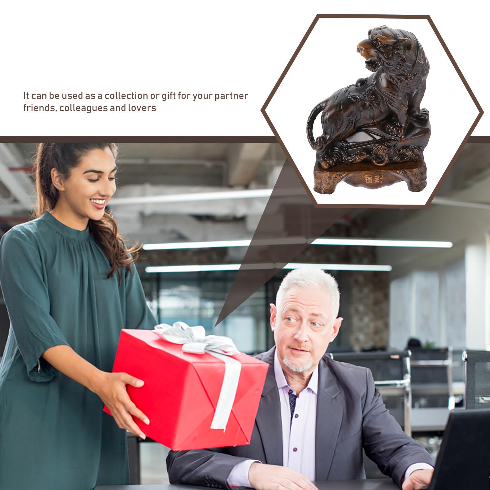 Toddmomy Kreative Kleine Tigerfigur aus Kunstharz für Schreibtisch und Innenraum Stilvolle Vintage Tiger Statue mit Stabiler Basis als Glücksbringer