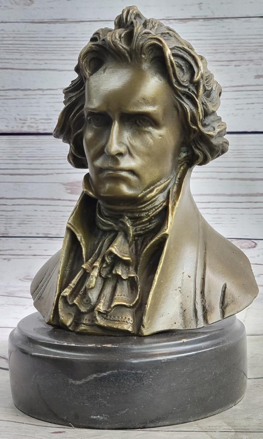 Ludwig Van Beethoven Bust Figurine Sculpture Statue - European Made Cast Bronze Statue Gift for Home Office by Finery Bronze