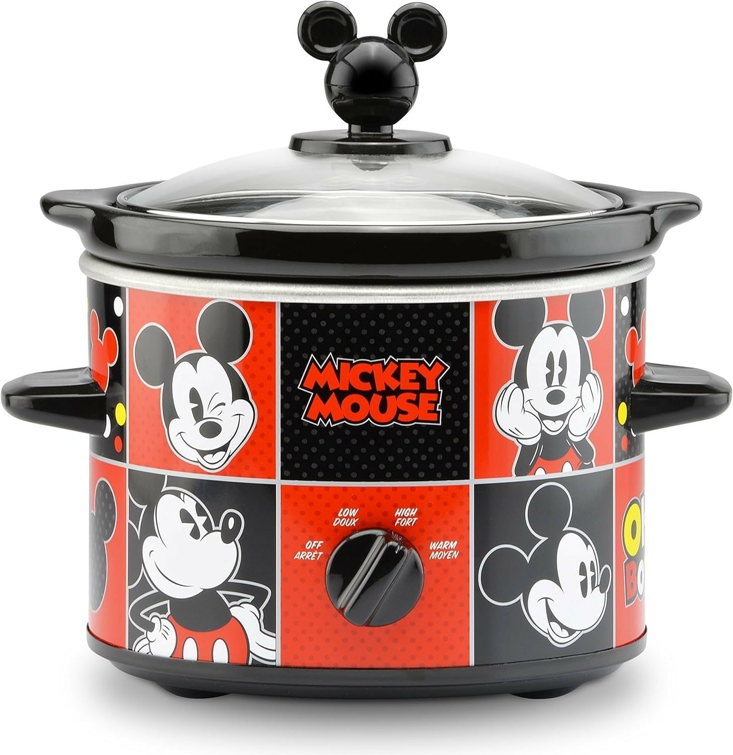 Mickey Mouse 2-Quart Slow Cooker by Select Brands - Food Warmer for Dips, Soups & Other Dishes - Slow Cookers for Parties - Electric Kitchen Appliance for Entertaining and Serving