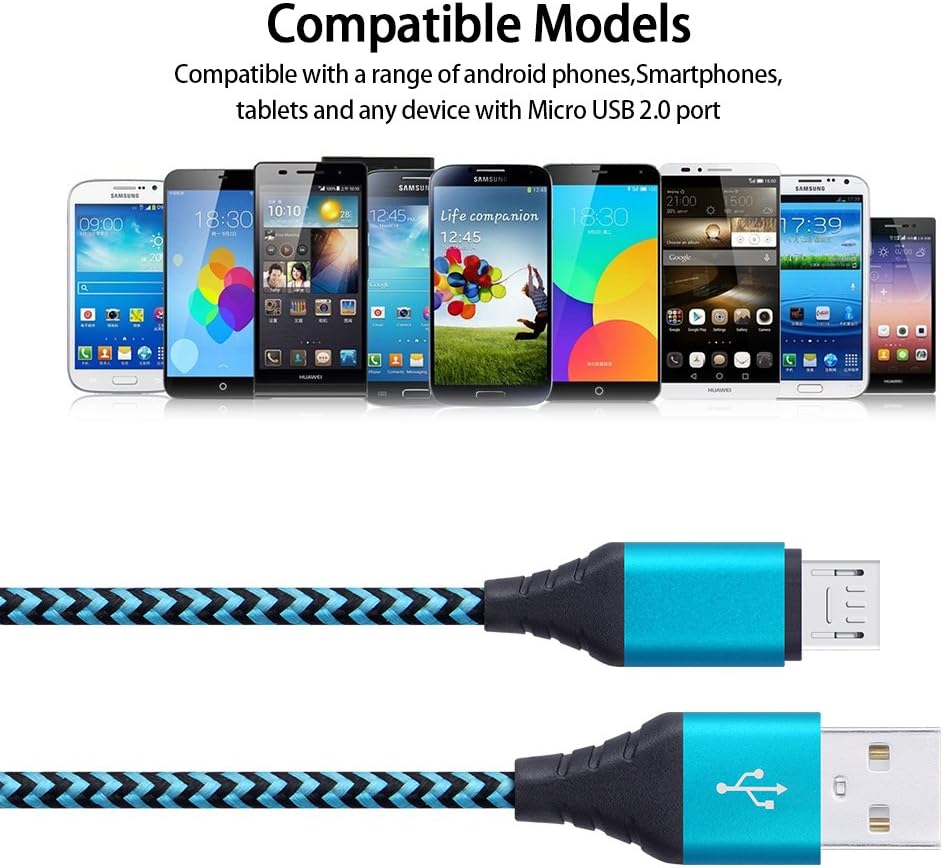 AILKIN USB Cord, Android Phone Charger 4pack [2x6ft, 2x10ft] Android Charger Fast Charging Compatible with Samsung Galaxy S21, Lg G8x G8, HTC and Most Android Tablets