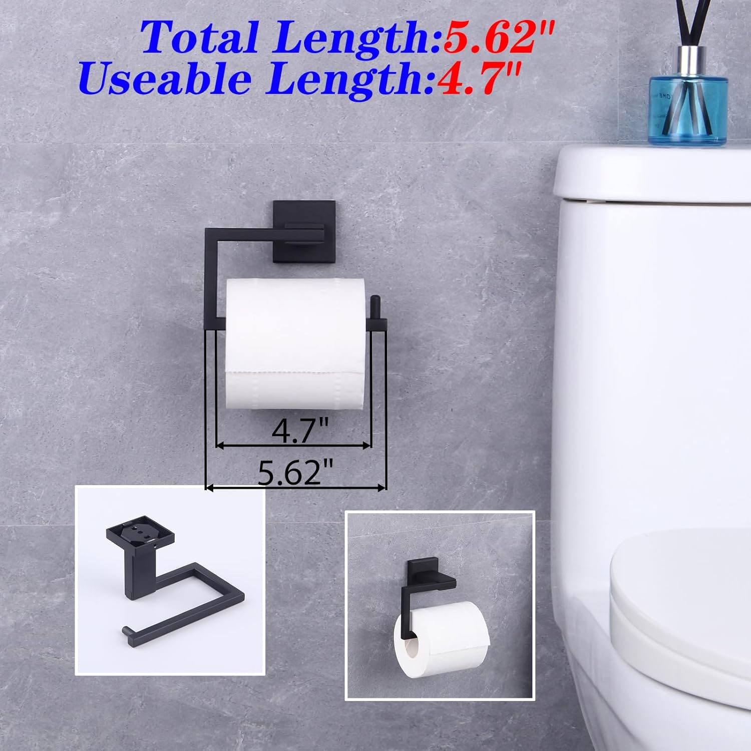 GERZ Bathroom Hardware Accessories Sets SUS304 Stainless Steel Bath Shower Set 2-Pieces(Toilet Paper Holder Towel Ring) Black Matte Finish Contemporary Style JG1956-2BK