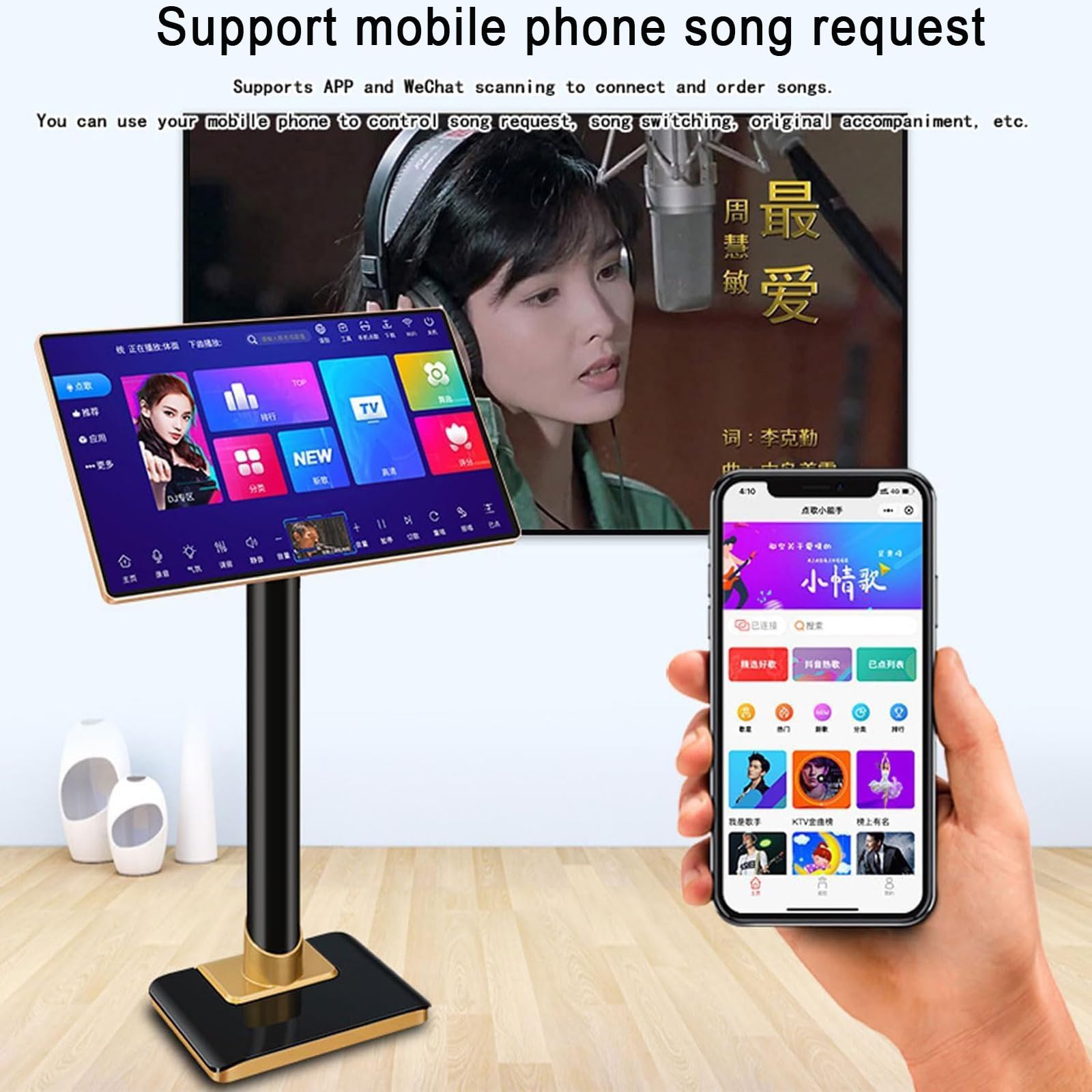 NGARY Karaoke Professionale da 21,5 Pollici, Macchina per Karaoke con Touch Screen Capacitivo, 1,1 Milioni di Brani Scaricabili dal Cloud E Supporto per Cambio di 20 Lingue