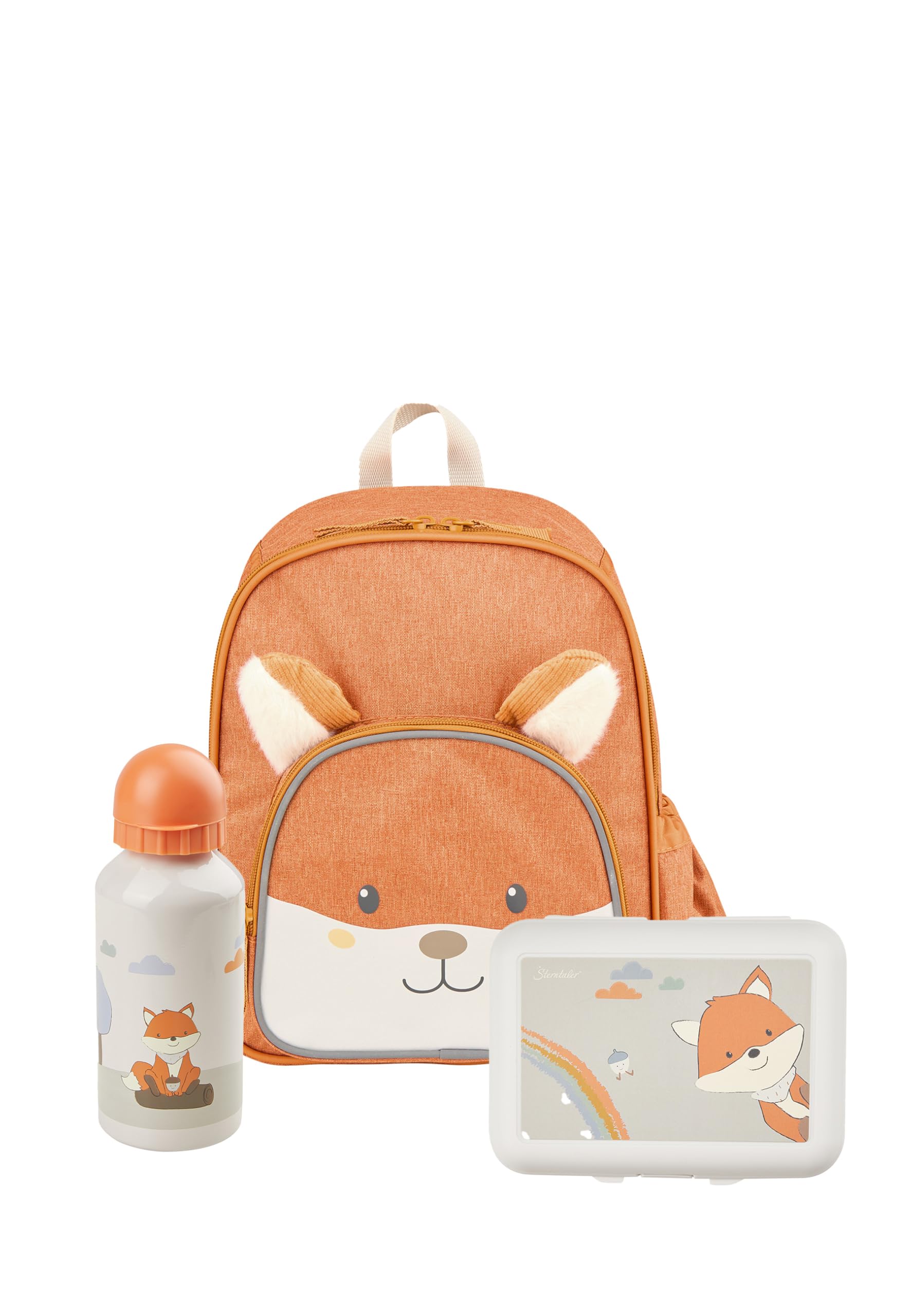 Sterntaler Kindergarten Set Fuchs Filou – Unisex Multipack mit Fuchs-Motiv – Enthält Kinderrucksack mit Kühlfunktion, Brotdose und Trinkflasche – Farbe Rost