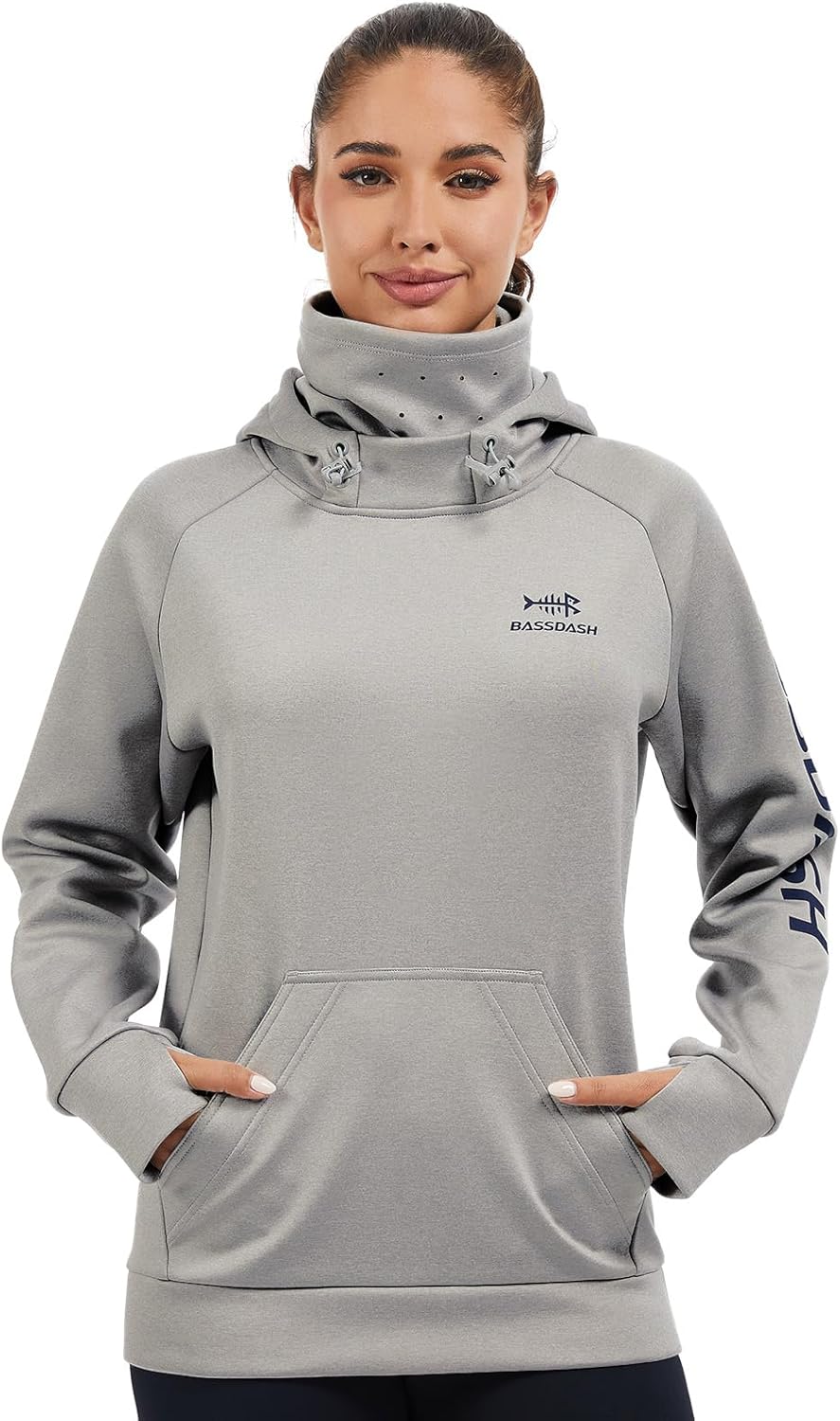 BASSDASH Women’s Fleece Fishing Hoodie with Neck Gaiter Water Resistant Performance Hiking Sweatshirt Pullover - Image 6