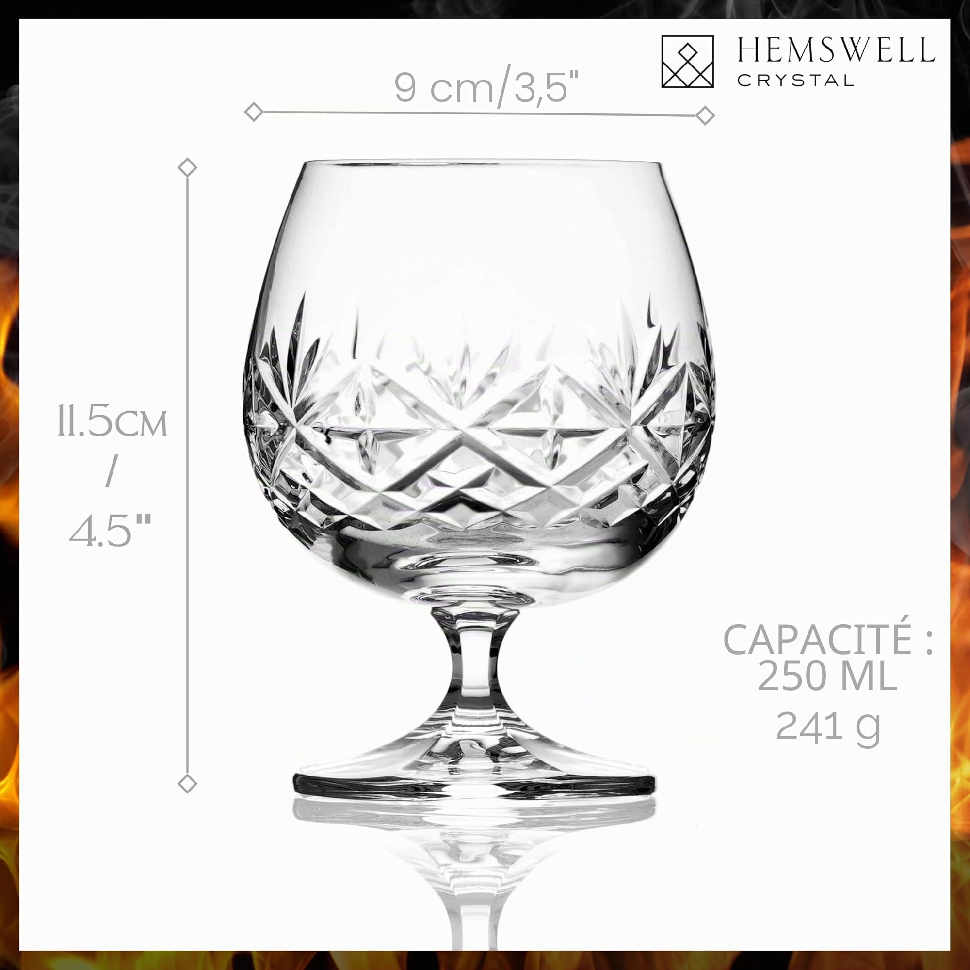 Verres à Brandy 2 pièces 250 ml – Cristal sans plomb, boîte satinée de présentation, design Glenrigg haut de gamme – Idéal Cognac, Brandy & spiritueux