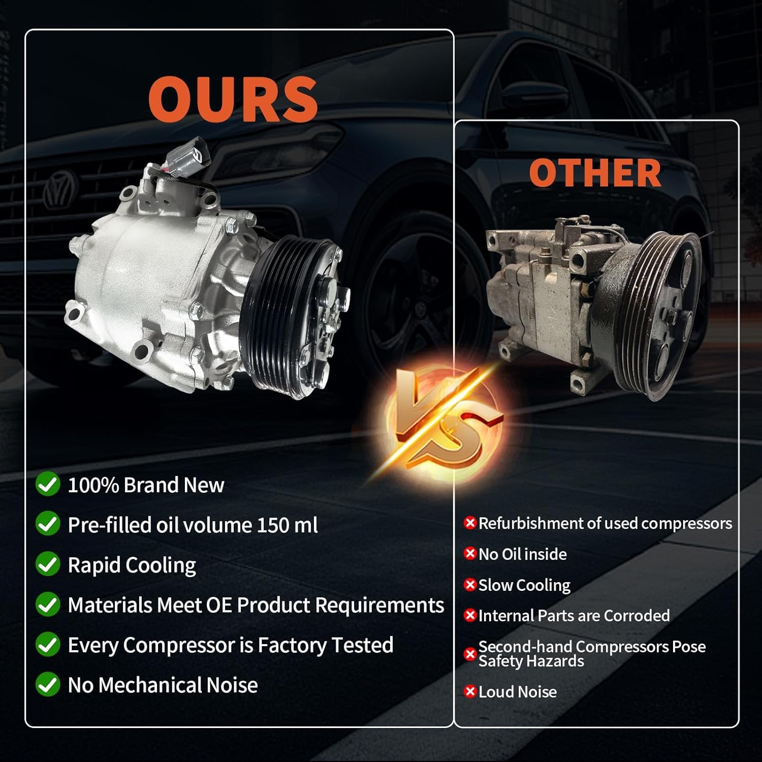 CO10541AC AC Compressor for Honda Civic 1.7L 2001,for Honda Prelude 2.2L 1997-2001, Air Conditioning Compressor with Clutch