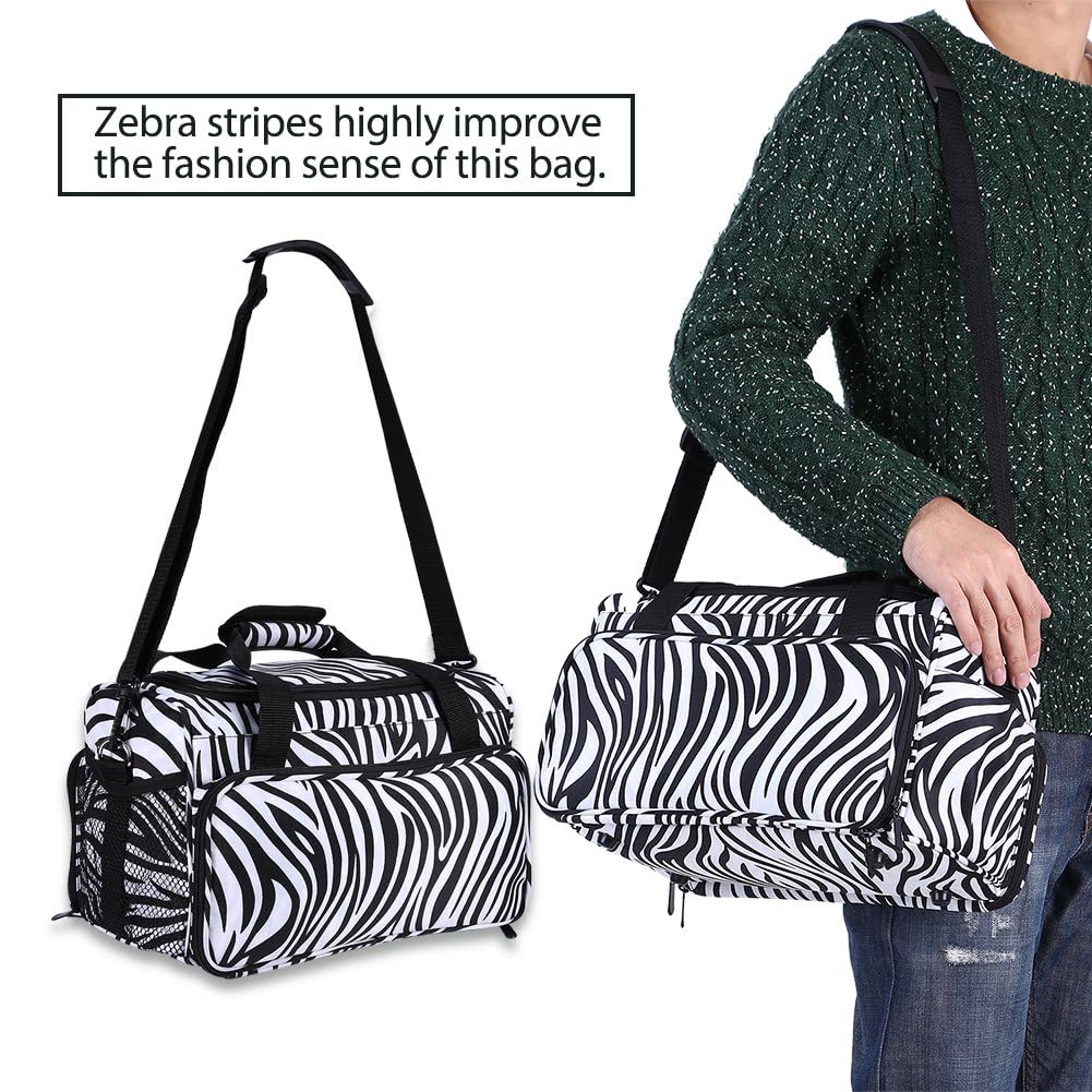Profi Friseurtasche, Zebra Salon Werkzeugtasche Friseurtasche mit Schultergurt Zubehörtaschen Anpassbare Innenausstattung - ideal für Blow Dryers Haarglätter Lockenwickler Abteilklammern Haarbürste