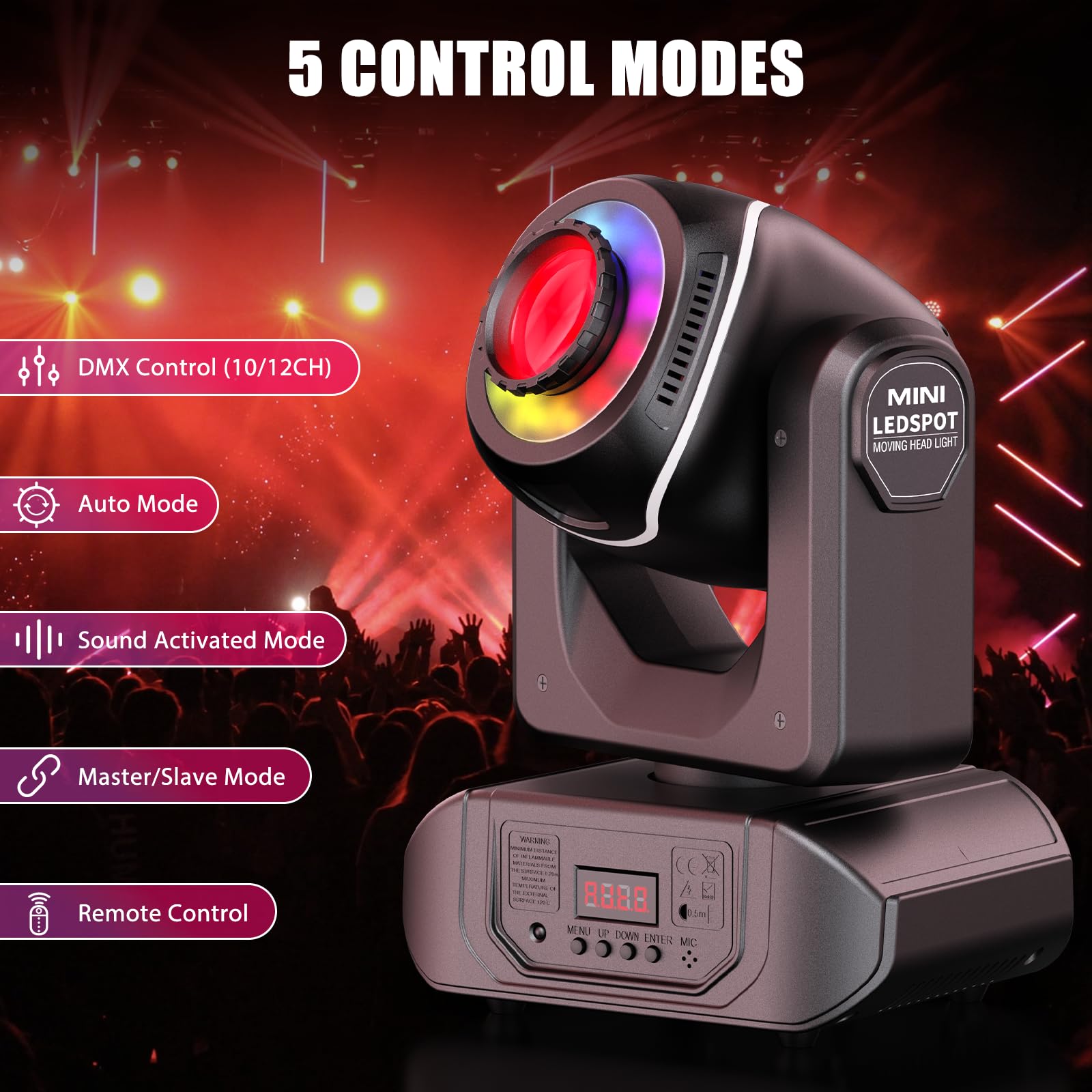 50W Teste Mobile LED Luci da Palco, RGBW Luci Discoteca con Telecomando DMX512 10/12CH Luci da Palcoscenico per Spettacoli Discoteche Bar Feste
