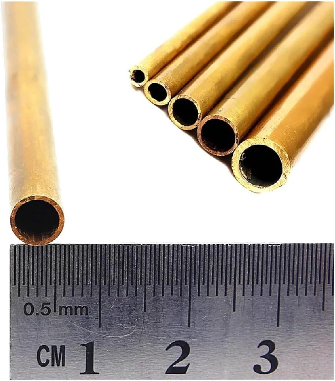 Seamless Brass Round Capillary Tube, 500mm DIY Decorative Accessories(OD 5 x ID 4mm)