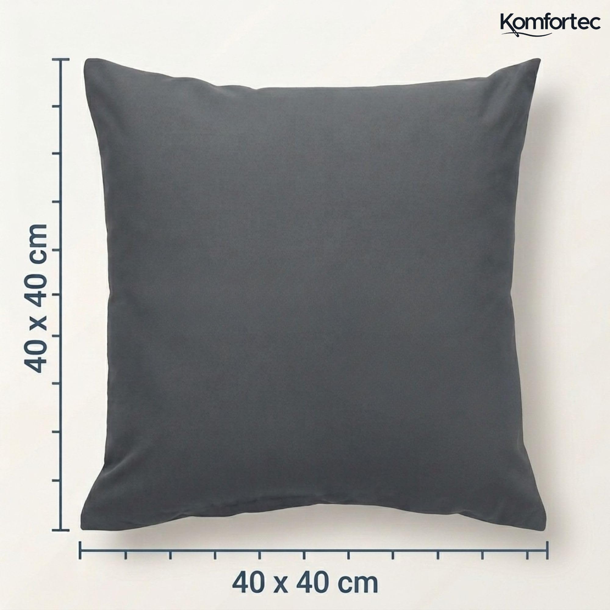 Komfortec Poszewka na poduszkę 40 x 40 cm, zestaw 2 sztuk, 100% mikrofibra, miękka i oddychająca, z zamkiem błyskawicznym, nadaje się do prania i pielęgnacji, antracytowa
