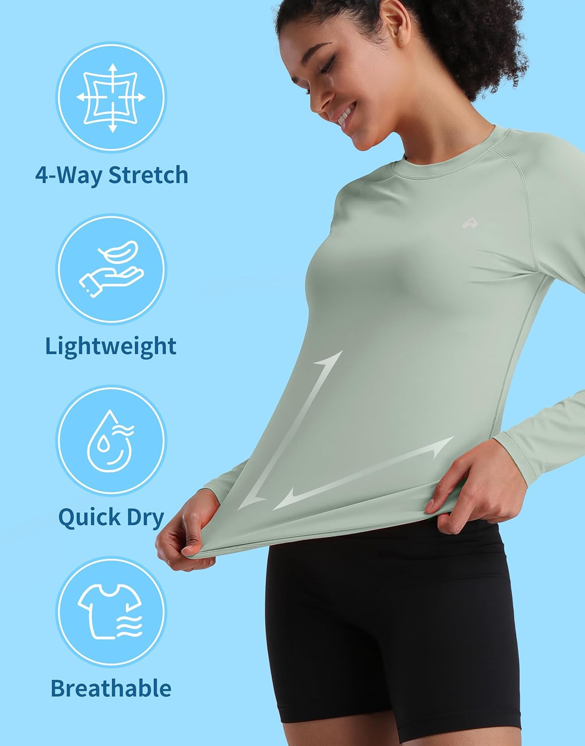 Pioneer Camp Rash Guard for Women Sun Shirts UPF 50+ SPF UV Protection Long Sleeve Workout Tops Hiking Running Quick Dry