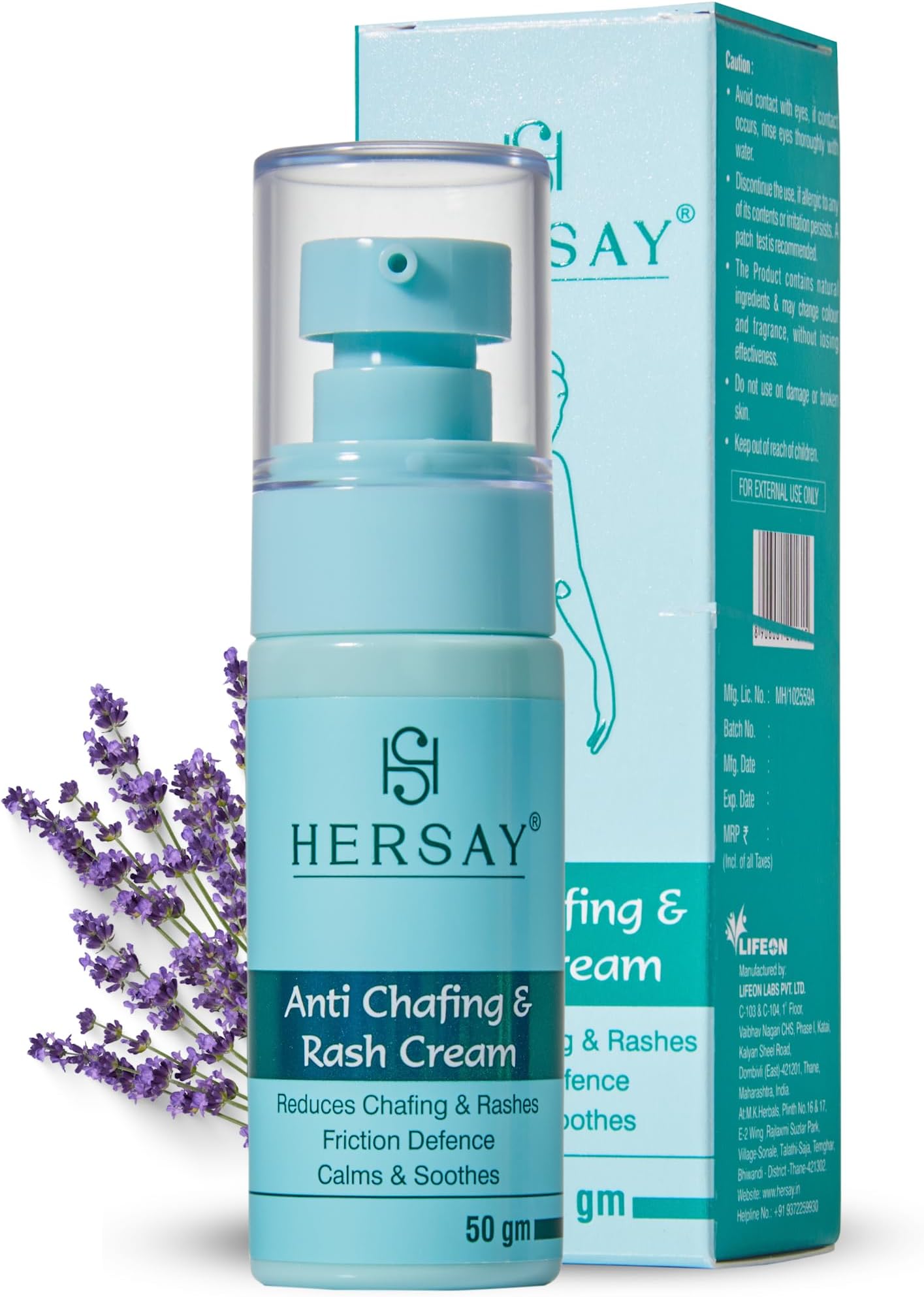 Hersay Natural Anti-Chafing Rash Cream For Women | Soothes, Protects, and Heals Intimate & Sensitive Areas | Multi-Purpose Skin Relief for Rashes, Blisters, Thigh Rub, and More | 50 gms