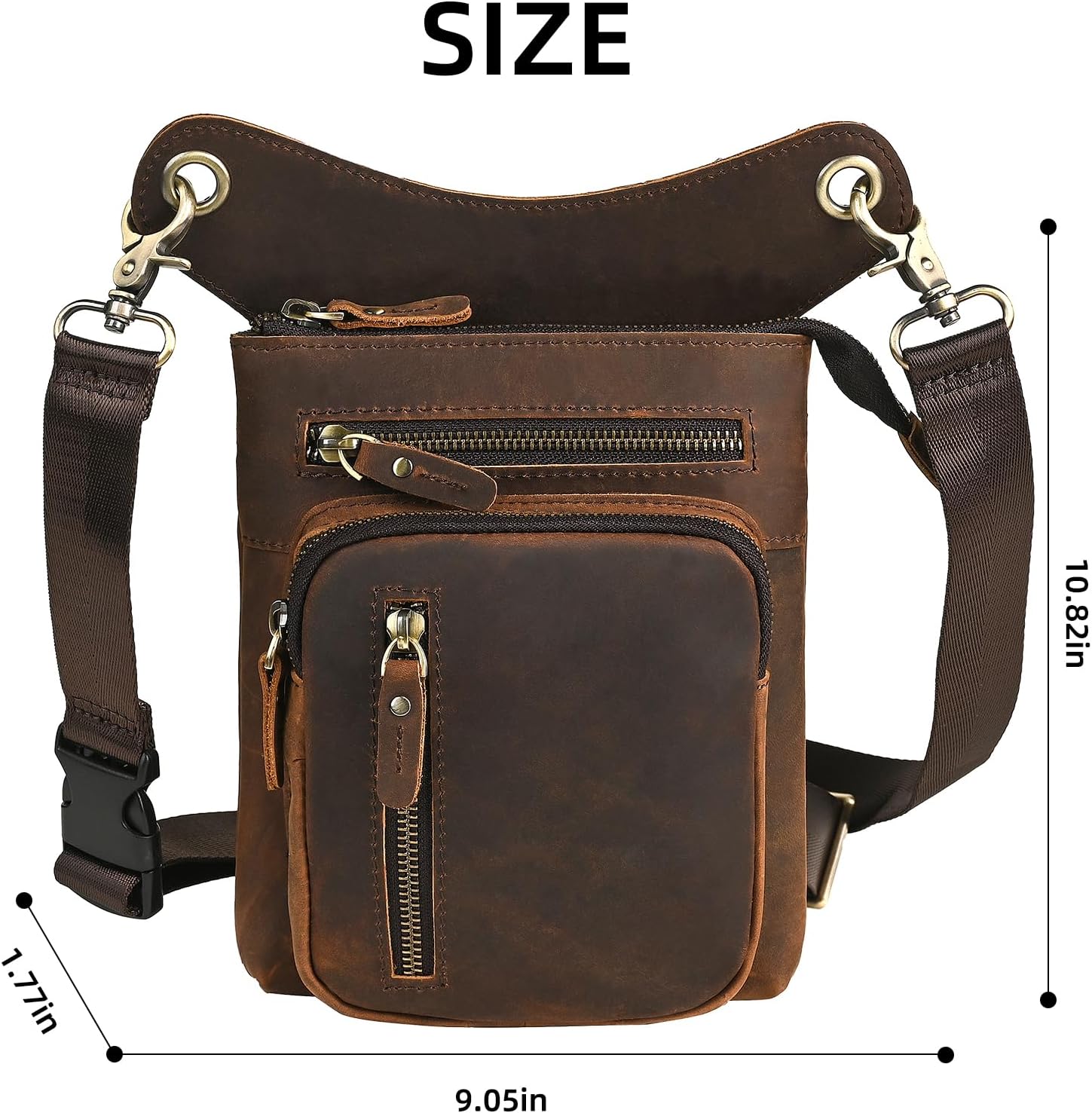 Water Resistant Canvas + Leather Motorcycle Fanny Waist Pack One Shoulder Drop Leg Thigh Bag For Men Women FB211-6
