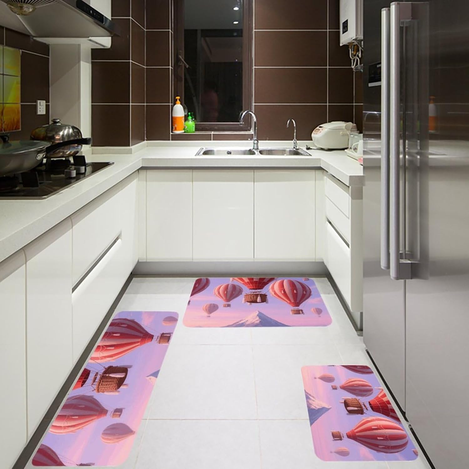 Flying Balloon Kitchen Mats for Floor 3 Pcs Kitchen Rugs