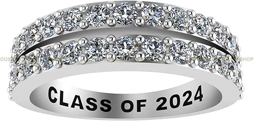 Miniatura 7 de Custom High School and College Class Ring Sterling Silver  10K 14K Gold - GRA Certified MoissanitesLab Grown Diamonds Ring Graduation Gifts for Her