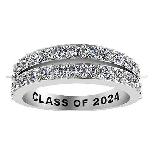 Custom High School and College Class Ring Sterling Silver 10K 14K Gold - GRA Certified MoissanitesLab Grown Diamonds Ring Graduation Gifts for Her