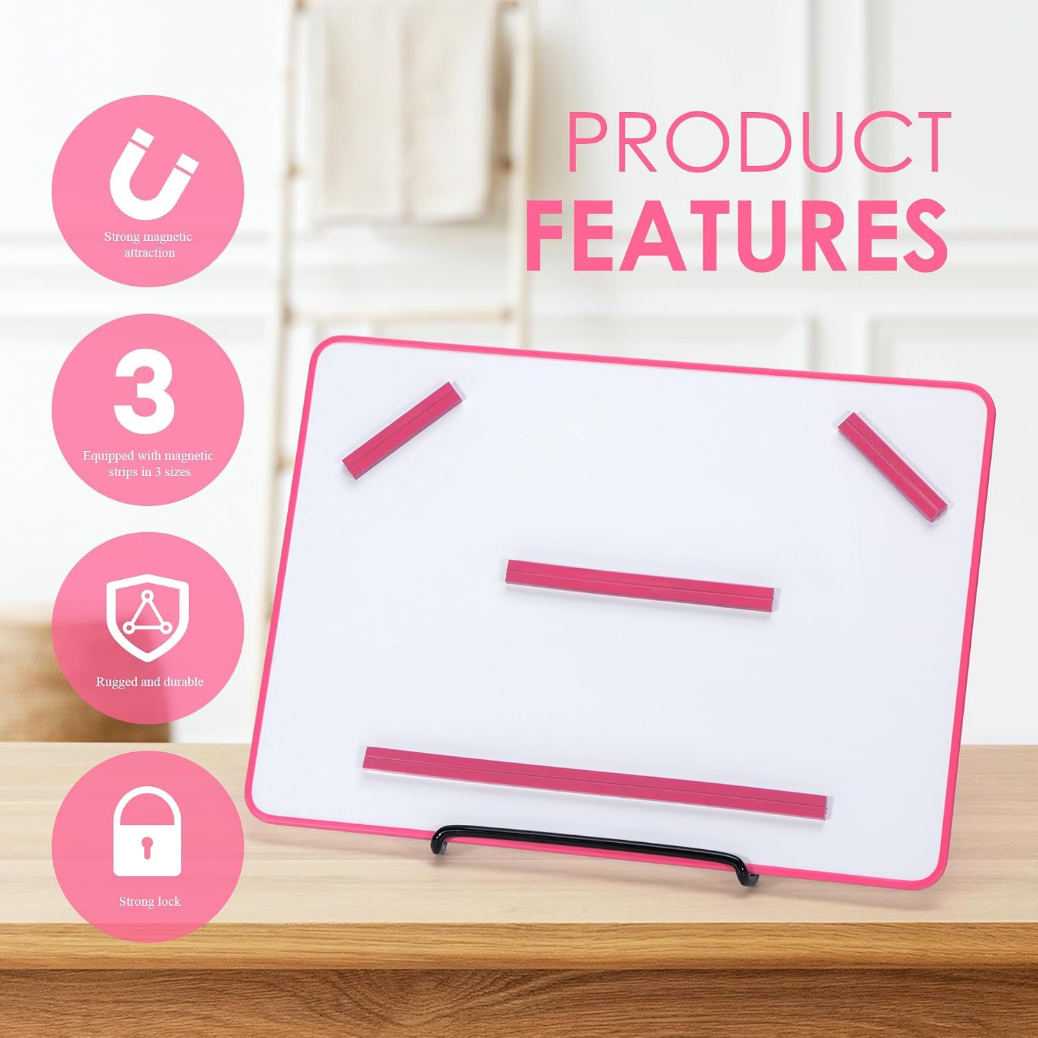 BABYSHEEP Knitting Pattern Holder with 8 Replacement Magnets Knitting Chart Keeper Magnetic Board Cross Stitch Supplies for Crochet 12.3 * 8.9inches (Pink Border)