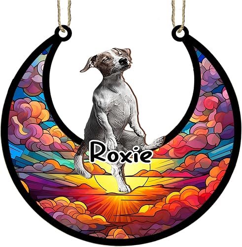 Vista 382 de LOVELYPOD Adorno de Navidad personalizado de perro pastor alemán, atrapasoles conmemorativo, adorno de Navidad de pastor alemán con nombre, pérdida