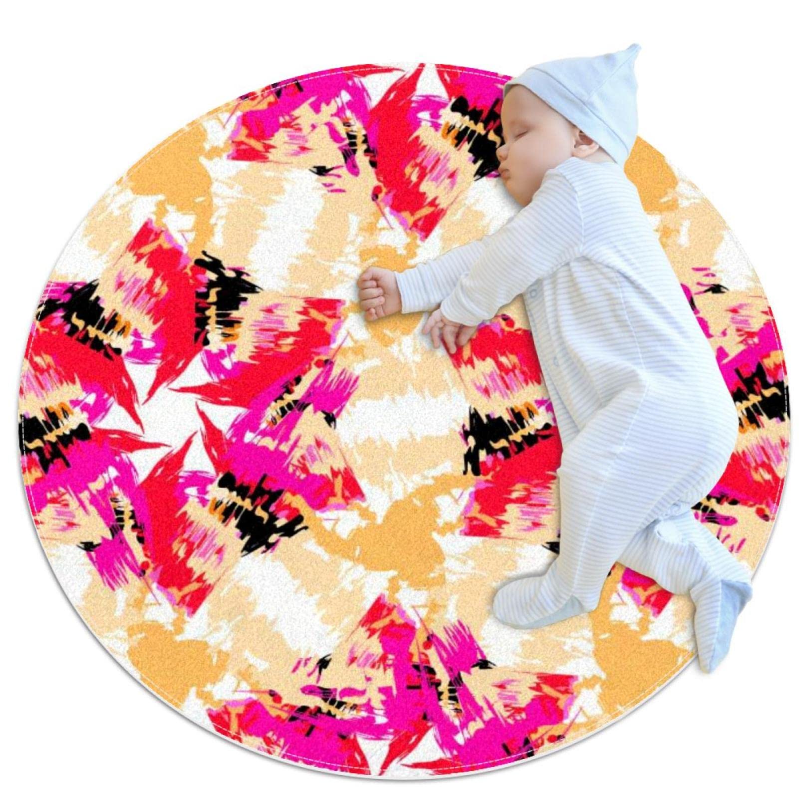 Tapis rond chambre bébé JDEZ tapis motif de texture pour salle de jeux