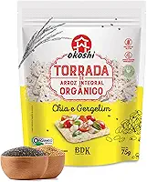 OKOSHI - Torrada de Arroz Integral Orgânico - Bolacha de arroz, Snacks Fit de Baixa Caloria - Vegano, Sem Açúcar, Baixo Sódio, Sem Glúten, Sem Lactose, Sem Gordura Trans, Kosher - 75g - Chia e Gergilin