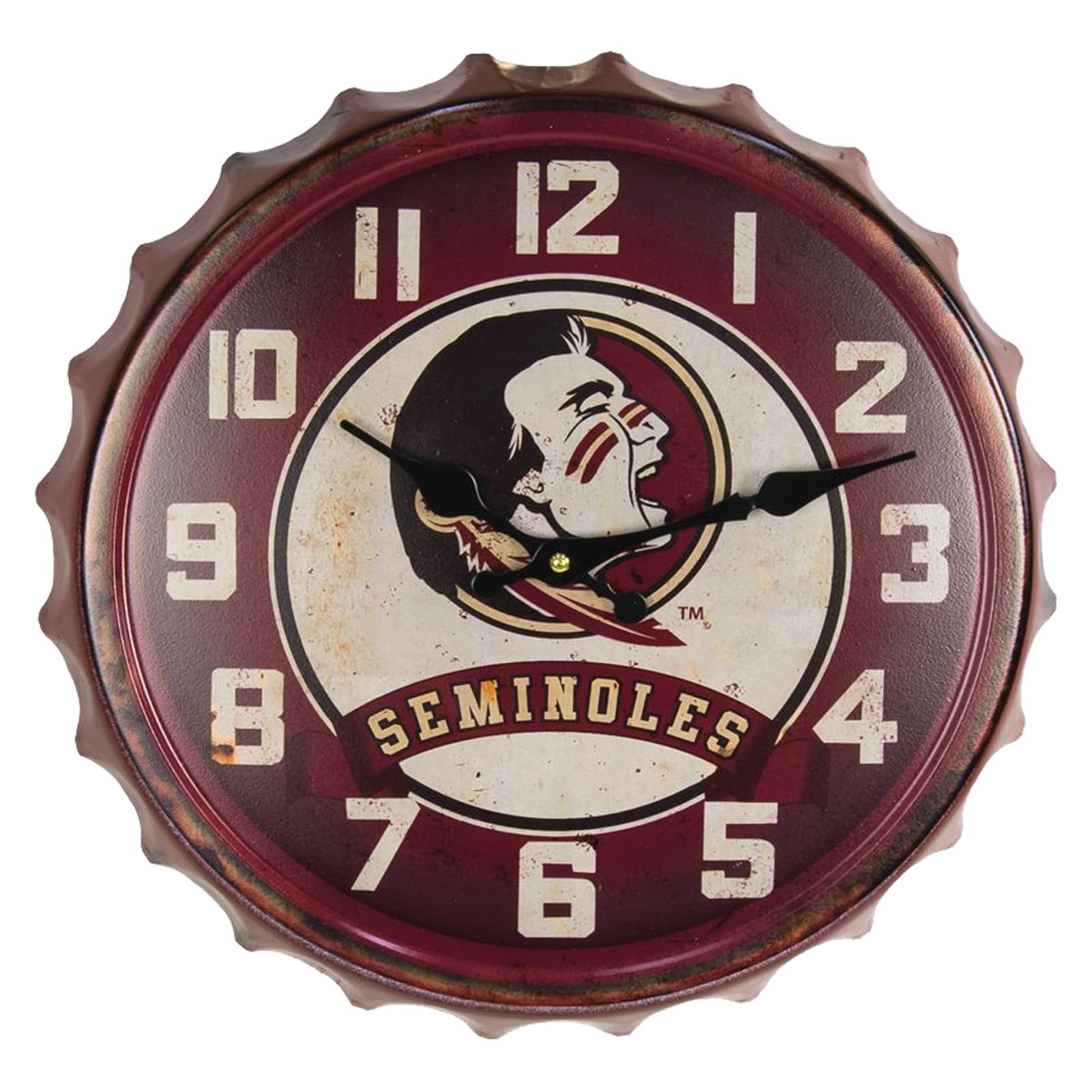 Hanna's Handiworks Florida State University NCAA Bottle Cap Clock Vintage Metal Wall Art – Show Your FSU School Spirit in Your Man Cave, Dorm, Bedroom, College Apartment with FSU Fan Décor