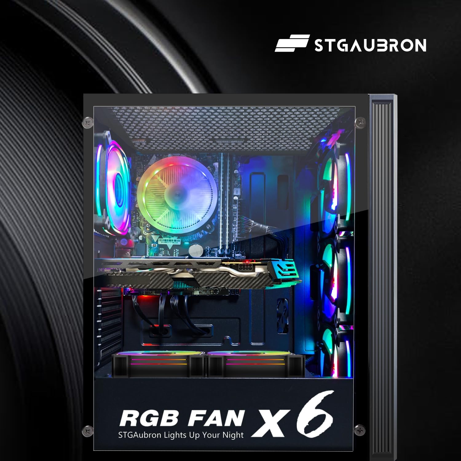 STGAubron Gaming PC Computer Desktop, Intel Core i7 8th Gen up to 4.1G, GeForce RTX 2060 Super 8G, 32G DDR4, 1T SSD, WiFi 6, BT 5.2, RGB Fan x6, Windows 11 Home
