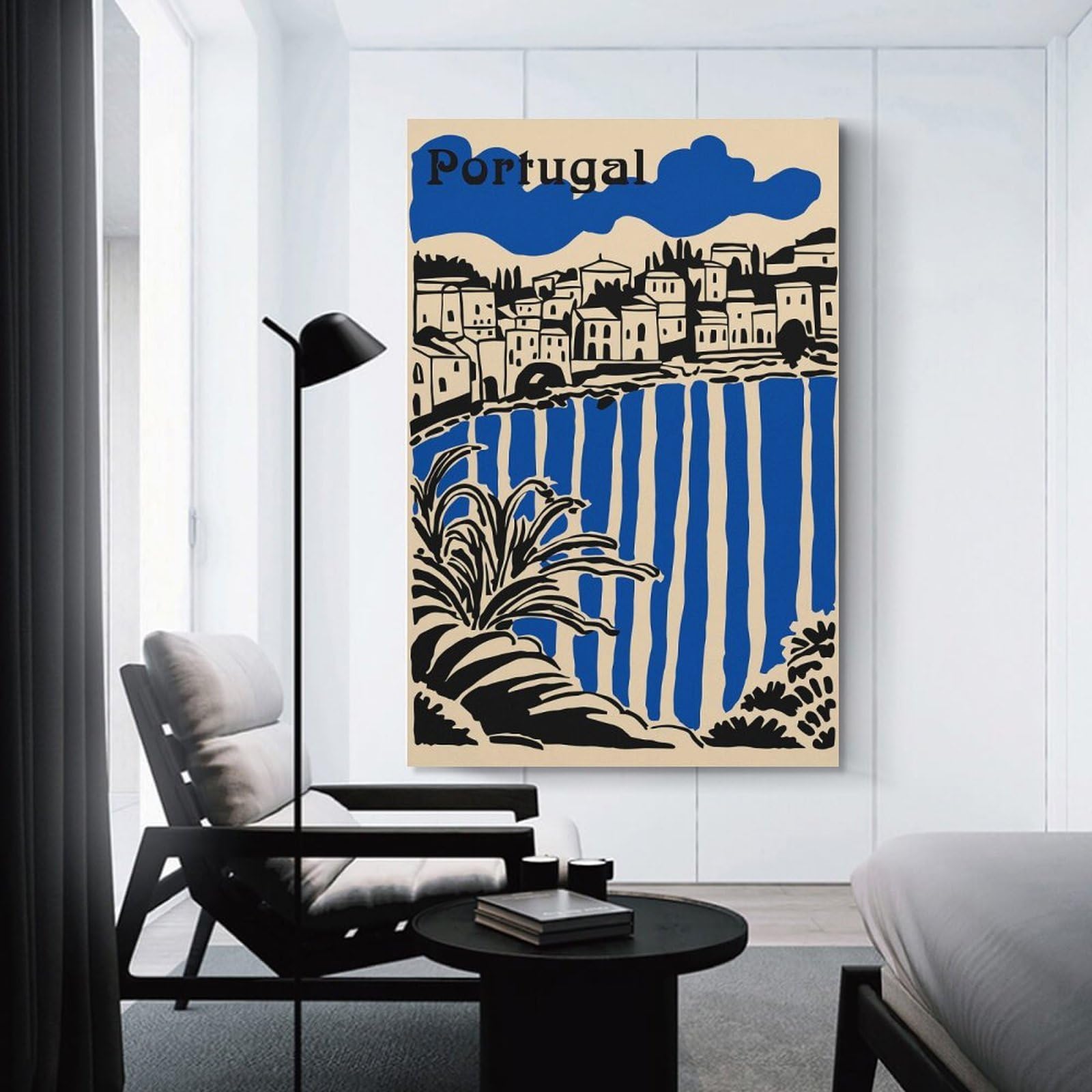Junmoney Portugal Coastal Cityscape Decorative Canvas Print 12x18inch(30x45cm), for Gallery Wall Layouts in Home Or Office, Home Wall Art for Statement Displays