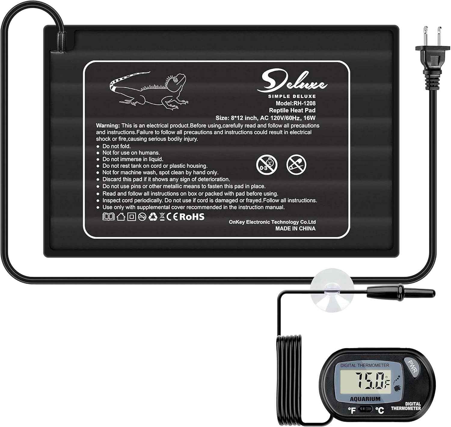 Simple Deluxe 8 X 12 Inch 16W Reptile Heating Pad with LCD Digital Aquarium