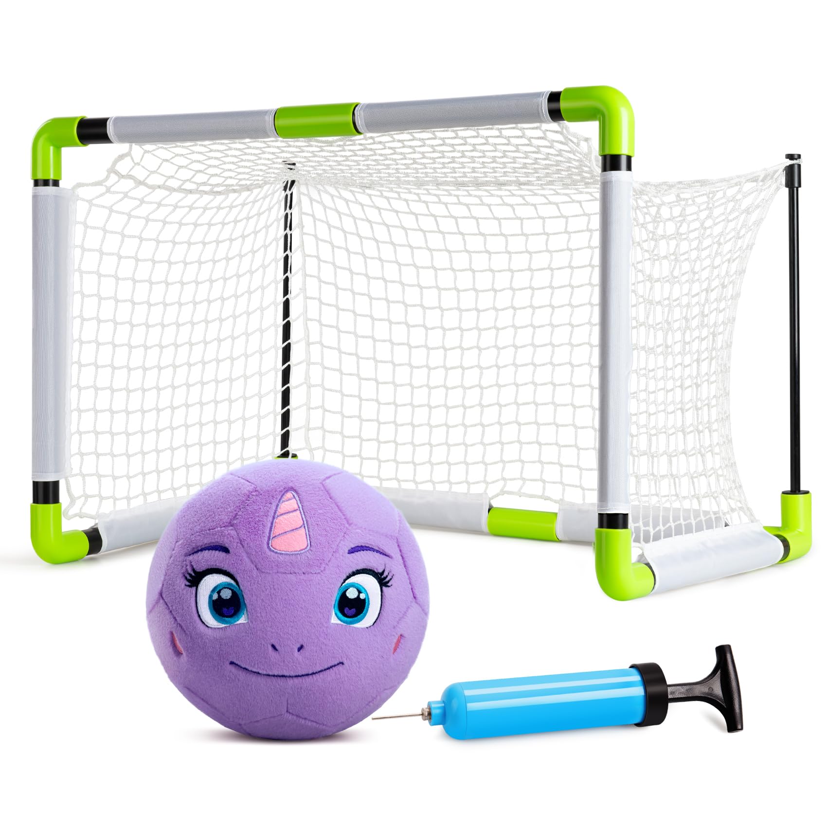VangeBow Toddler Football Goals for Backyard Indoor with Soft Plush Unicorn Ball, Mini Football Nets and Ball Set for Kids(Pump Include)