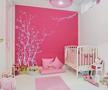 Innovative Stencils Large Wall Tree Nursery Decal Japanese Magnolia Cherry Blossom Flowers Branch #1121 8 Feet Tall